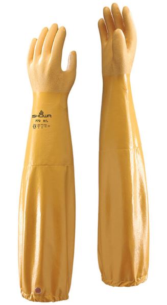 L Size Yellow Showa Gloves SHO772-L No.772 NBR Gauntlet Glove L Size Yellow Showa Gloves SHO772-L No.772 NBR Gauntlet Glove