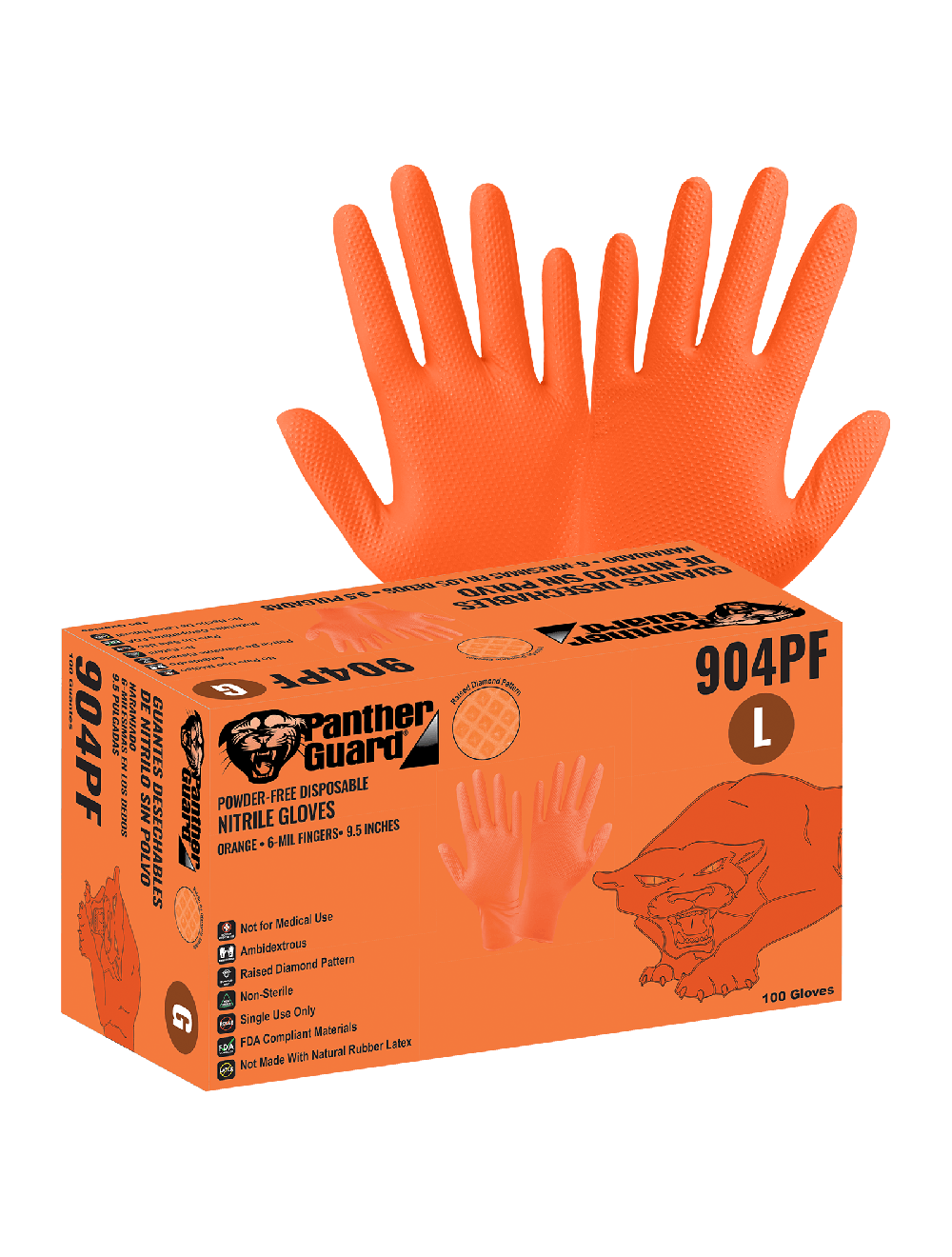 Global PantherGuard Hi Vis Orange Nitrile Gloves LabSource