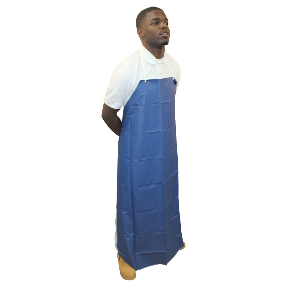 Disposable PVC Aprons. Pack of 12 Blue Vinyl Aprons 35 x 45. Raw Cut  Finish PVC Aprons 6 Mil. Unisex Waterproof and Tear Resistant Workwear.