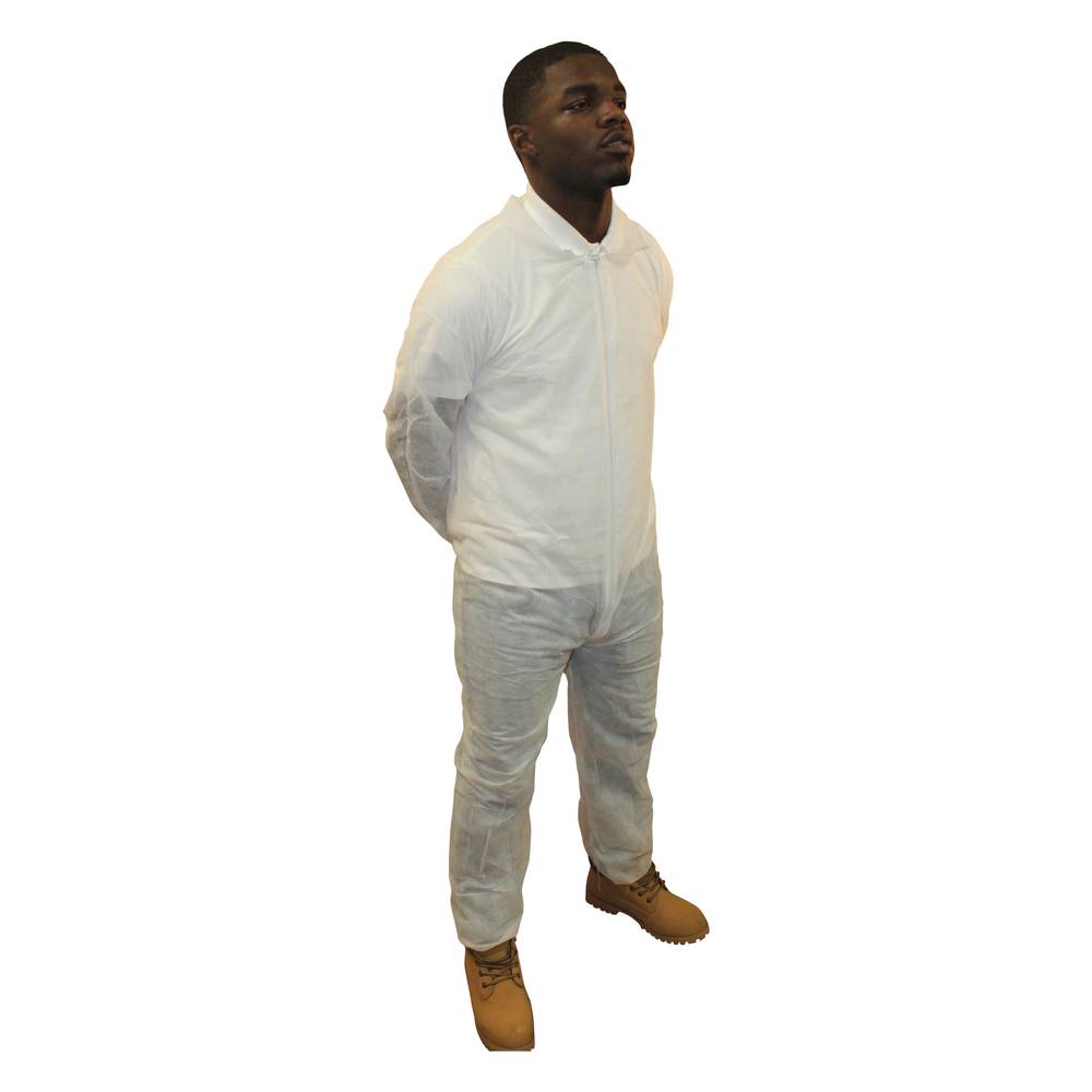 PolyLite Coverall, Zipper Front, Open Wrists and Ankles, Whi